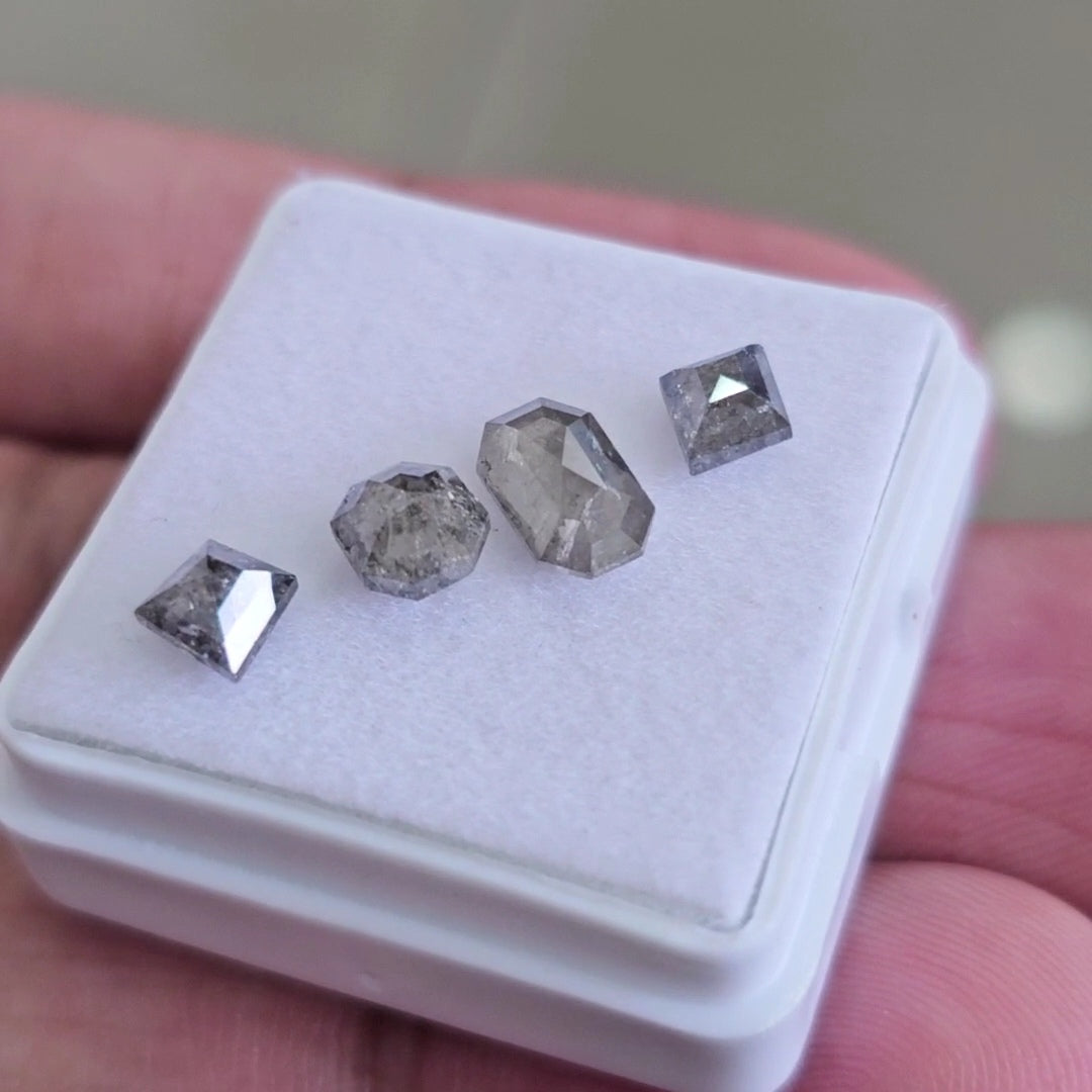 Salt And Pepper Diamonds Earth Mined Rosecut with Flatbacks | Wt: 2.5 Cts | Size: 5-7mm