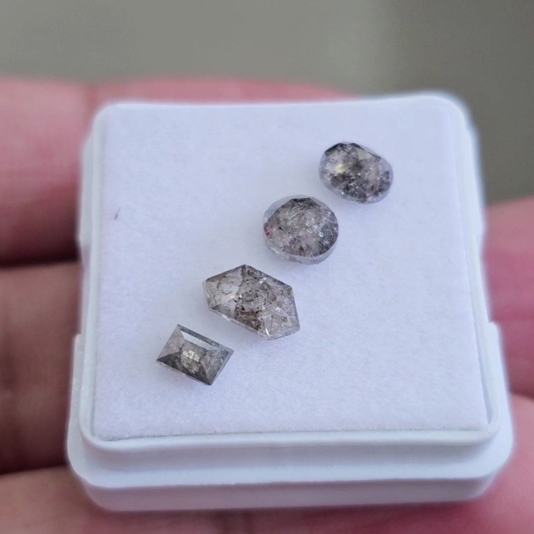 Salt And Pepper Diamonds Earth Mined Rosecut with Flatbacks | Wt: 2.1 Cts | Size: 3-7mm