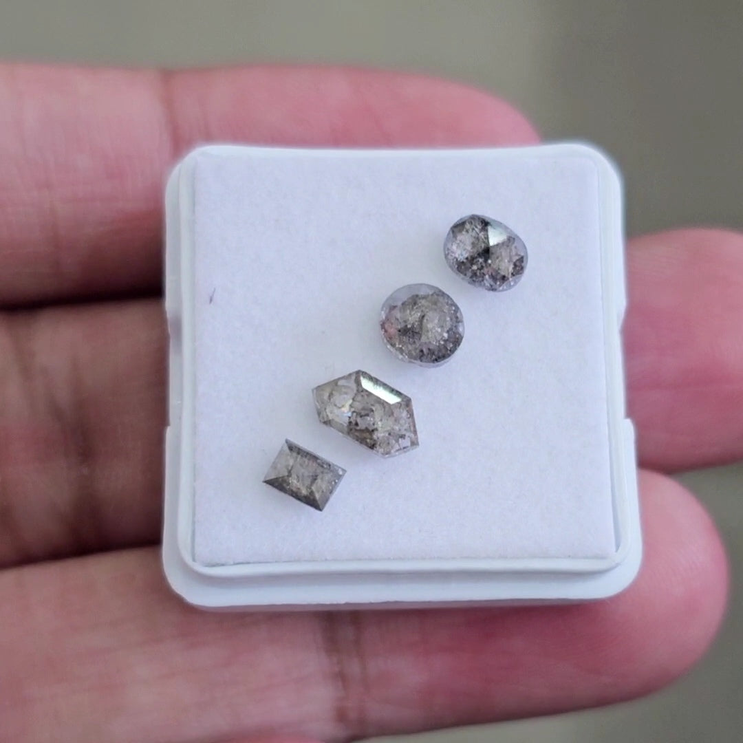Salt And Pepper Diamonds Earth Mined Rosecut with Flatbacks | Wt: 2.1 Cts | Size: 3-7mm