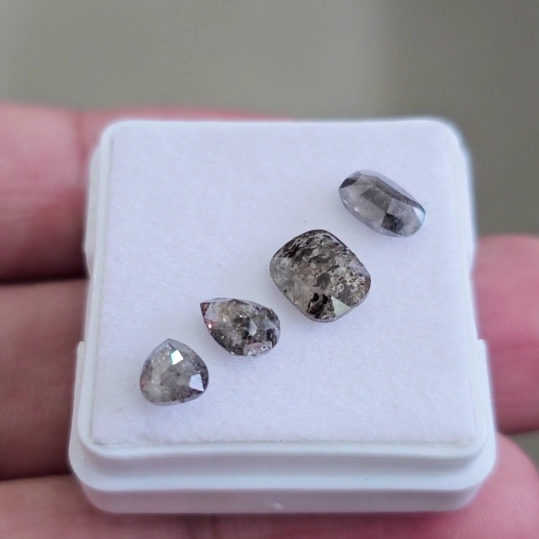 Salt And Pepper Diamonds Earth Mined Rosecut with Flatbacks | Wt: 2.3 Cts | Size: 4-7mm