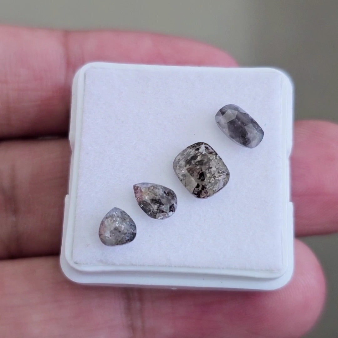 Salt And Pepper Diamonds Earth Mined Rosecut with Flatbacks | Wt: 2.3 Cts | Size: 4-7mm