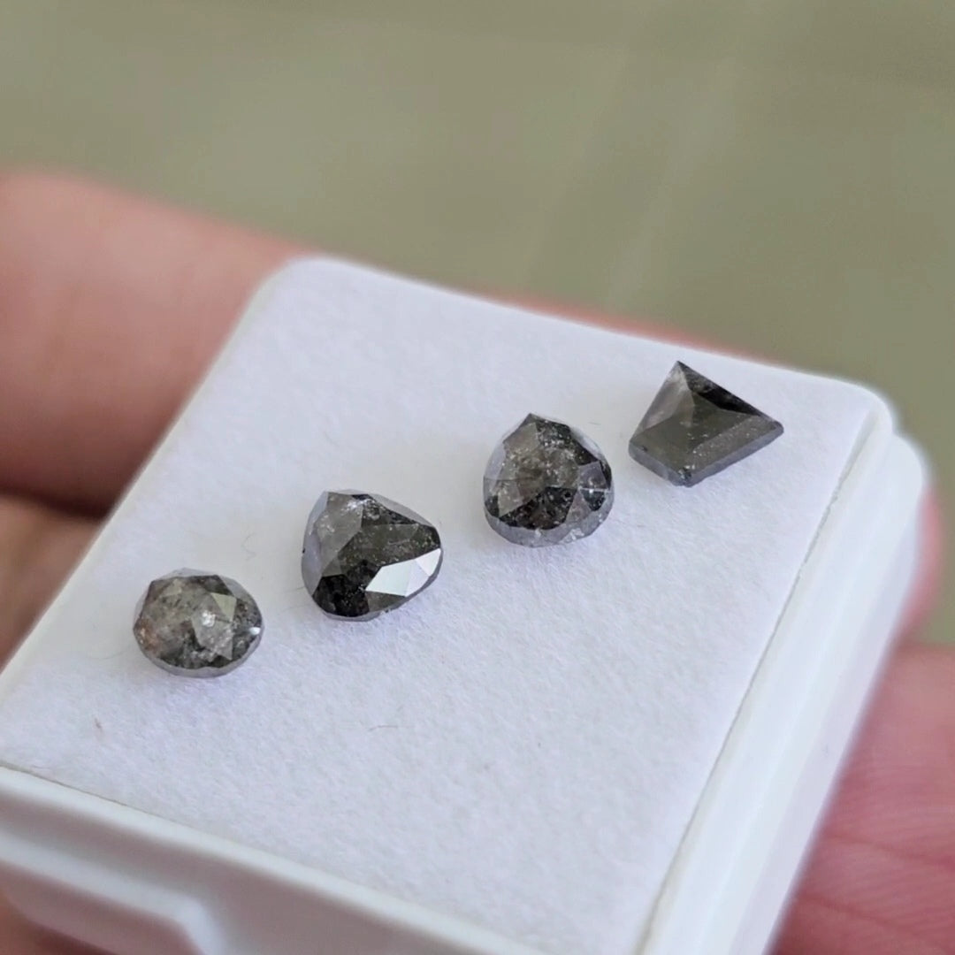 Salt And Pepper Diamonds Earth Mined Rosecut with Flatbacks | Wt: 2.6 Cts | Size: 5-6mm