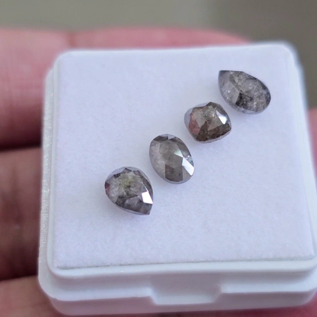 Salt And Pepper Diamonds Earth Mined Rosecut with Flatbacks | Wt: 2.3 Cts | Size: 4-7mm