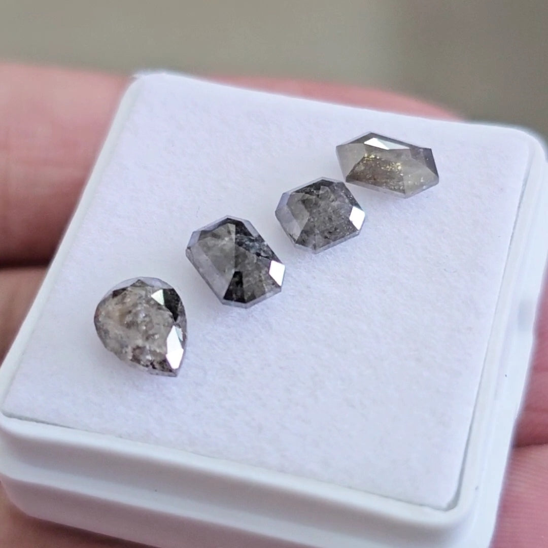 Salt And Pepper Diamonds Earth Mined Rosecut with Flatbacks | Wt: 2.5 Cts | Size: 4-7mm