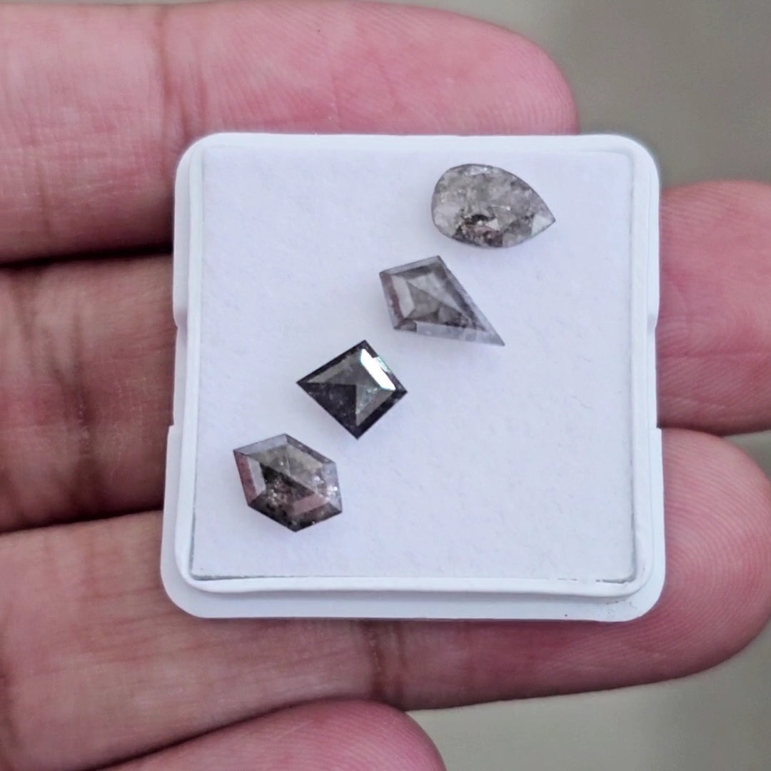 Salt And Pepper Diamonds Earth Mined Rosecut with Flatbacks | Wt: 2.3 Cts | Size: 6-7mm