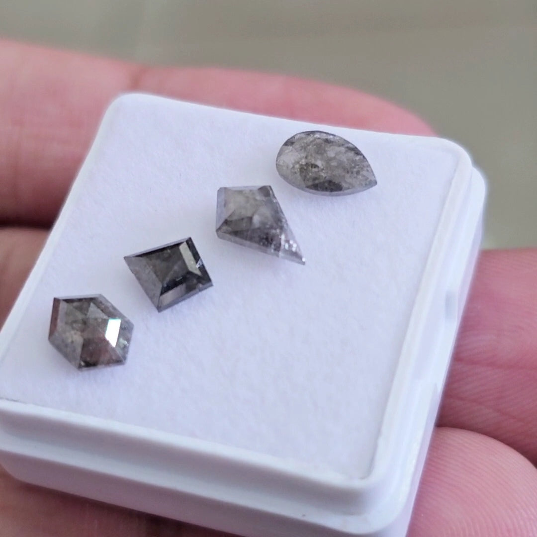 Salt And Pepper Diamonds Earth Mined Rosecut with Flatbacks | Wt: 2.3 Cts | Size: 6-7mm