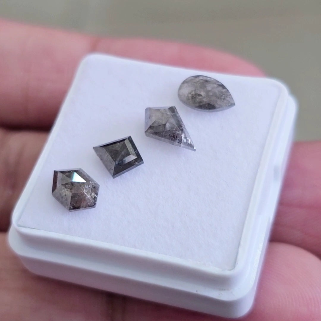 Salt And Pepper Diamonds Earth Mined Rosecut with Flatbacks | Wt: 2.3 Cts | Size: 6-7mm