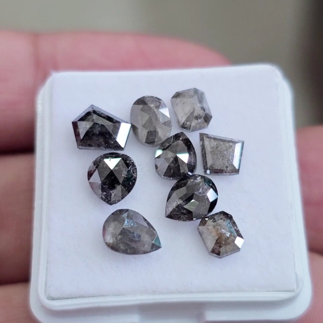 Salt And Pepper Diamonds Earth Mined Rosecut with Flatbacks | Wt: 4.9 Cts | Size: 4-6mm