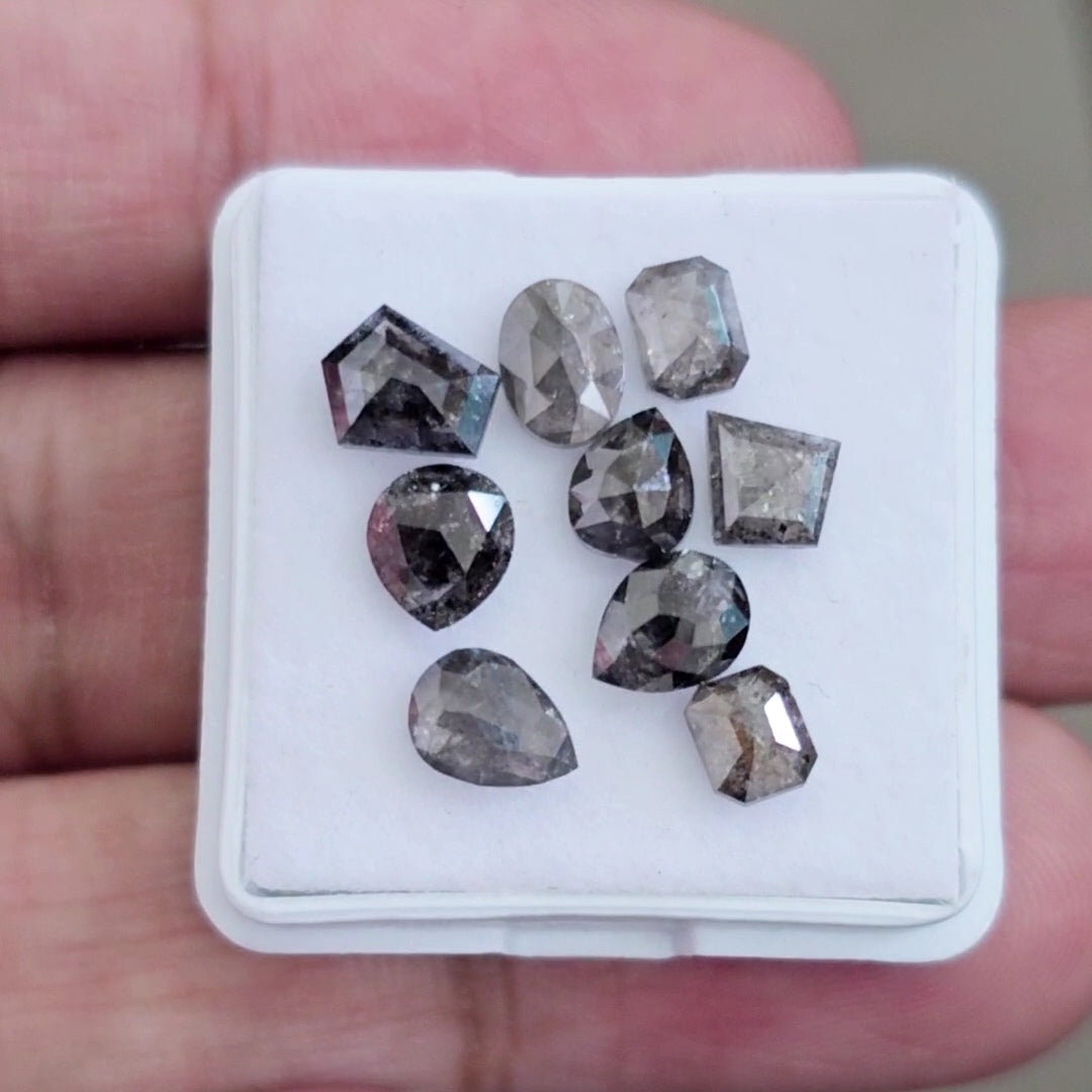 Salt And Pepper Diamonds Earth Mined Rosecut with Flatbacks | Wt: 4.9 Cts | Size: 4-6mm