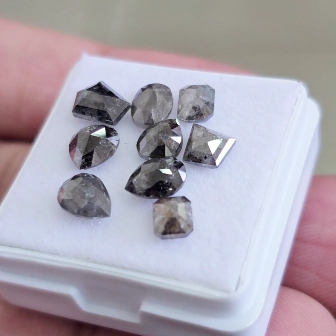 Salt And Pepper Diamonds Earth Mined Rosecut with Flatbacks | Wt: 4.9 Cts | Size: 4-6mm
