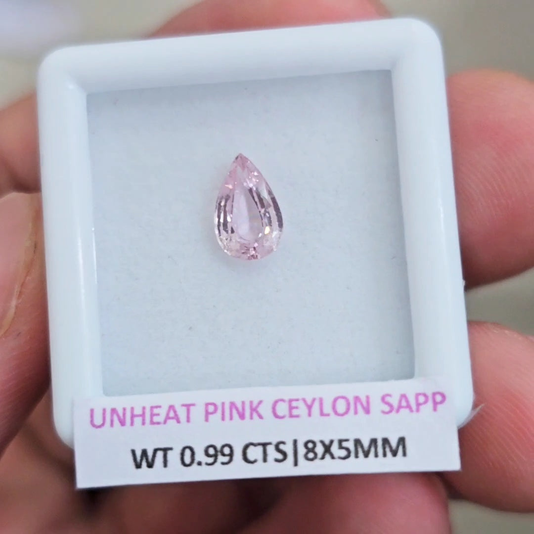 Natural Unheated Baby pink Sapphire From Ceylon | 8x5mm| Pear
