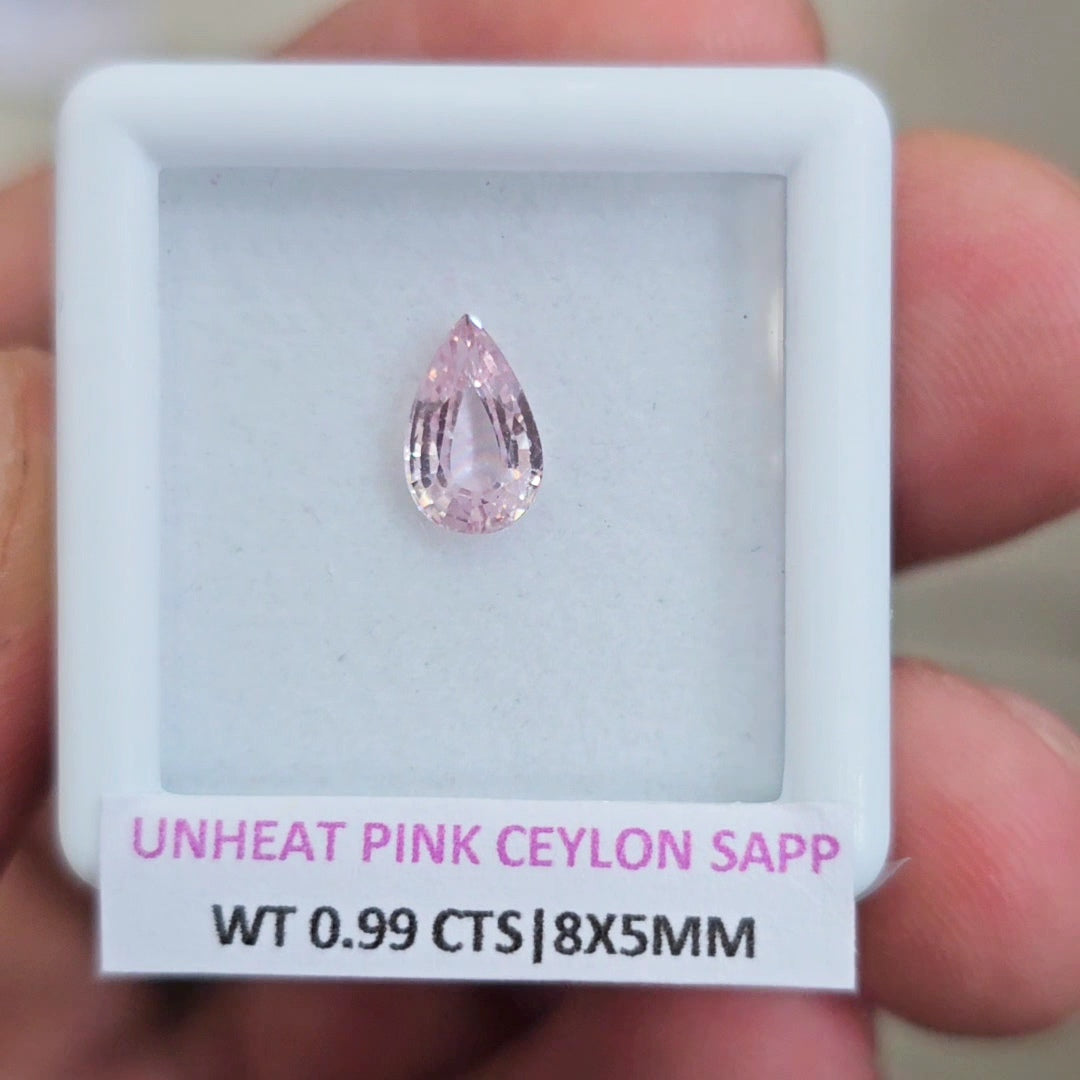 Natural Unheated Baby pink Sapphire From Ceylon | 8x5mm| Pear