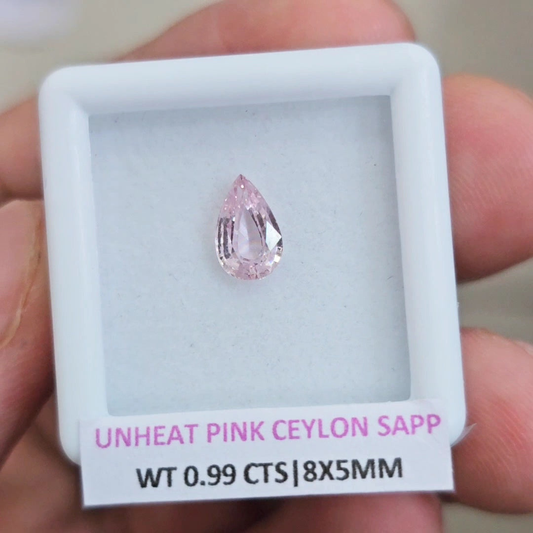 Natural Unheated Baby pink Sapphire From Ceylon | 8x5mm| Pear
