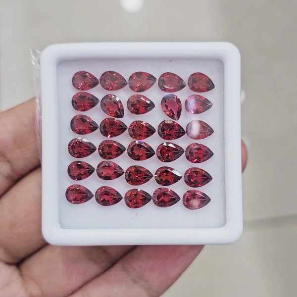 30pcs Natural Mozambique Cherry Garnet Faceted | Pear | Size: 7x5mm