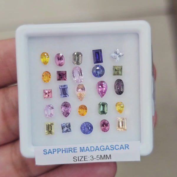 Box Of Natural Madagascar Unheated Sapphire  | 3-5mm | Mix