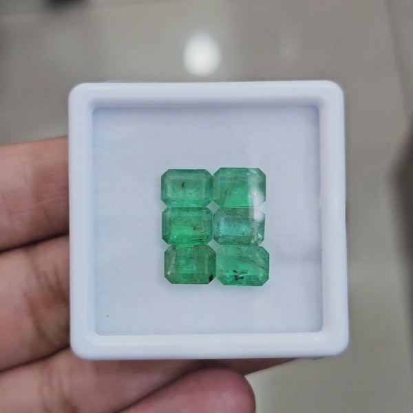 6pcs Of Natural Emerald Faceted | 8x6mm| Rectangle