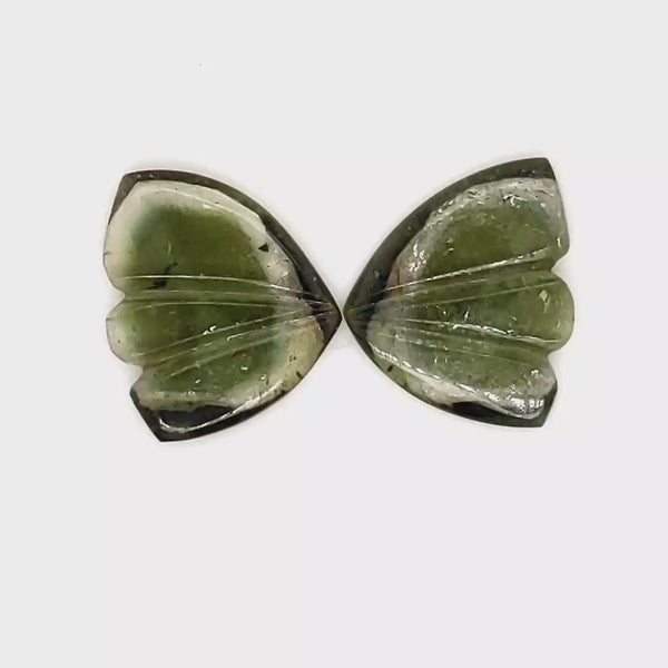 Natural Watermelon Tourmaline Butterfly Carved Pair | Size:15x12mm