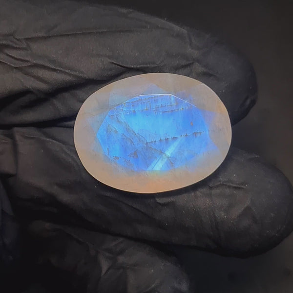 Natural Rainbow Moonstone from India Faceted | Oval| 23x17mm