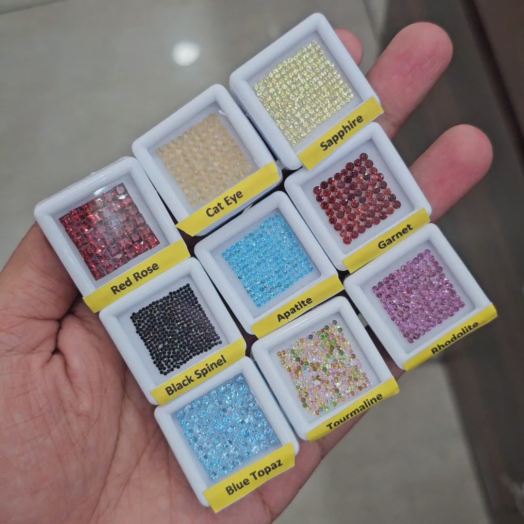 9 Sets of gemstone: Sapphires, Apatite, Topa, Tourmaline, Spinel and m ...