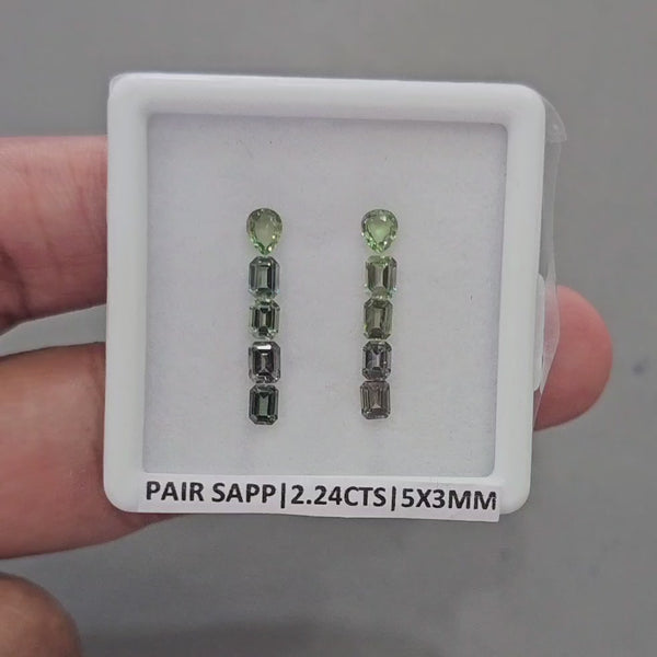 Pair Box Of Natural Sapphire  | 5x3mm | Rectangle & Pear