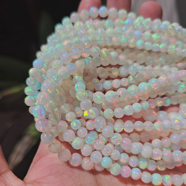 1 String of Pink fire Opal sphere Beads | 17