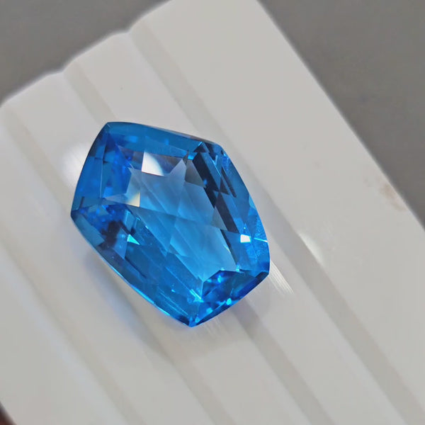 43.3Cts Of Natural Swiss Blue Topaz Checker Cut | Fancy | 25x19mm