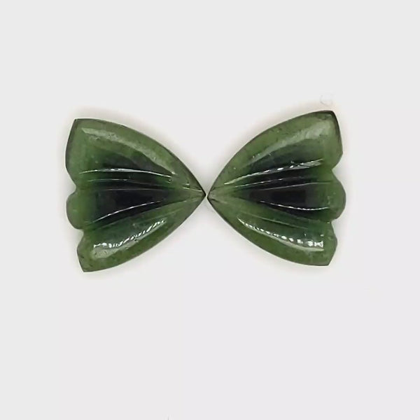 Natural Watermelon Tourmaline Butterfly Carved Pair | Size:12x11mm