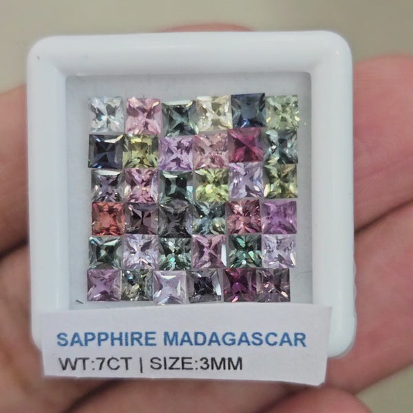 Box Of Natural Madagascar Unheated Sapphire  | 3mm | Square