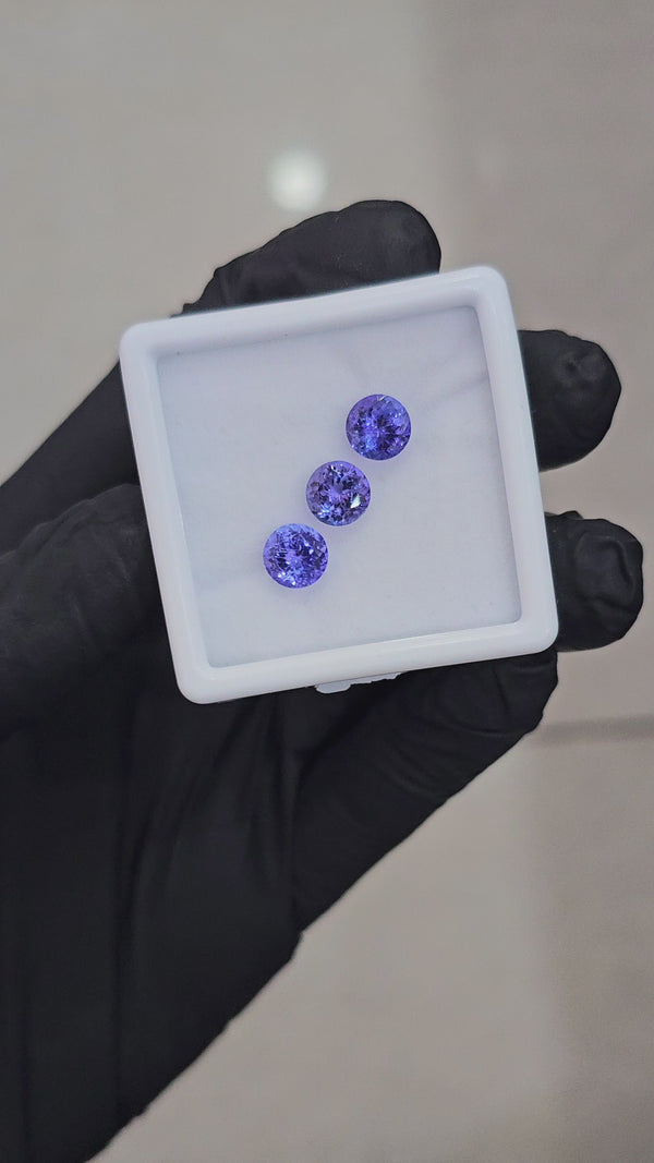 3 Pcs Natural Tanzanite Faceted | Shape: Round| Size: 7mm
