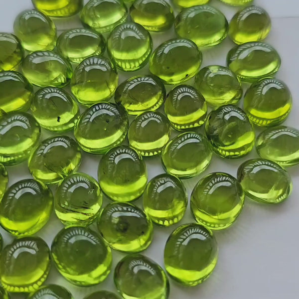 5 Pcs peridot Cabochons | 9-10mm intense Green