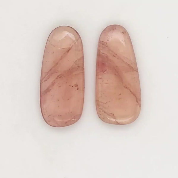 1 Pair Of Natural Watermelon Tourmaline Slice | Size:21x10mm | With Certificate