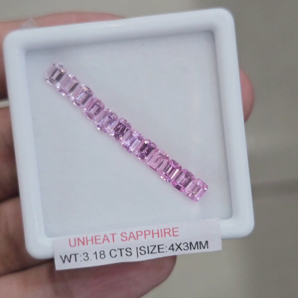 Box Of Natural Sri Lanka Unheated Pink Shades Sapphire  | 4x3mm | Rectangle