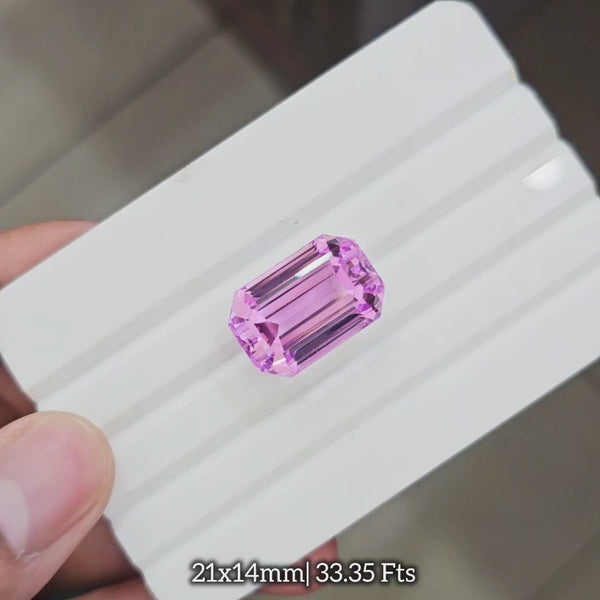 33.35 Cts Natural Kunzite Faceted Clean| With Certificate| 21x14mm | Rectangle |Clean