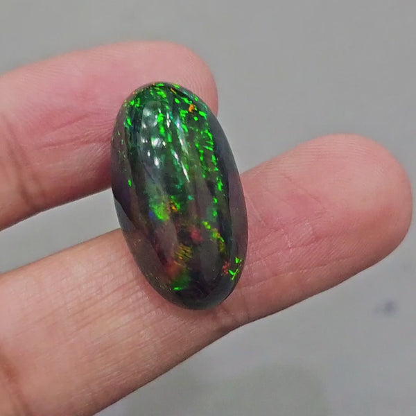 Natural Ethiopian Black Smoked Opal Cabochon | Oval | Size: 27x15mm | 22Cts
