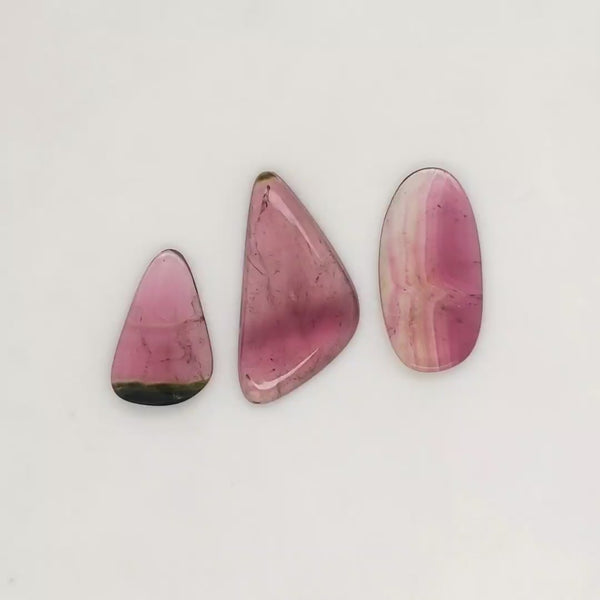 3 Pisc Of Natural Watermelon Tourmaline Slice | Size:18-26mm | With Certificate