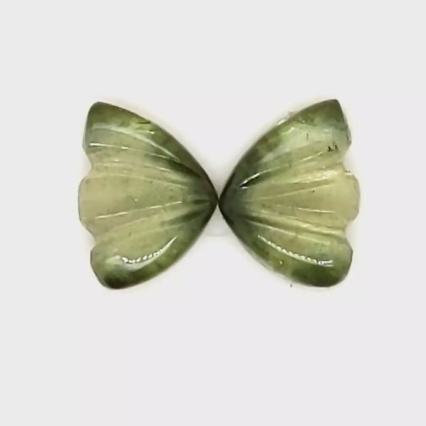 Natural Watermelon Tourmaline Butterfly Carved Pair | Size:8x6mm