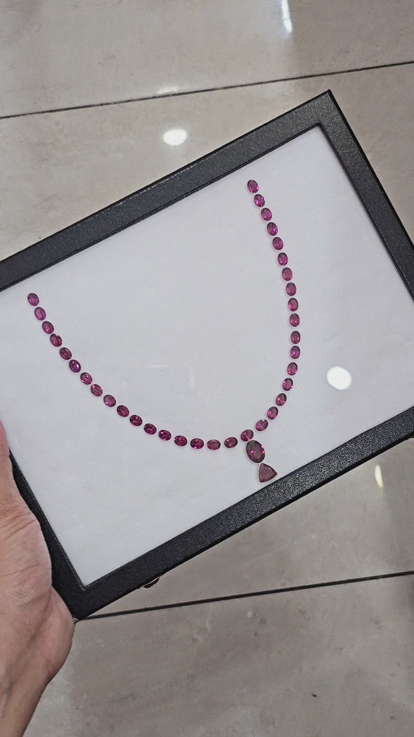 Layout Of Natural Rhodolite Garnet Faceted |  70 Cts | Size: 8-14mm
