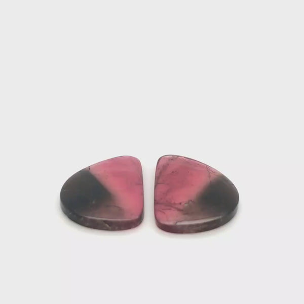 1 Pair Of Natural Watermelon Tourmaline Slice | Size:32x20mm | With Certificate