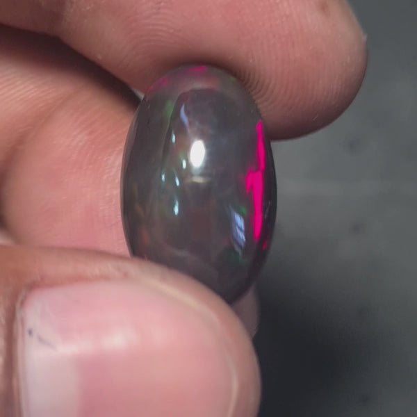 Natural Ethiopian Black Smoked Opal Cabochon| Oval| Size: 19x12mm | 9.5 Cts