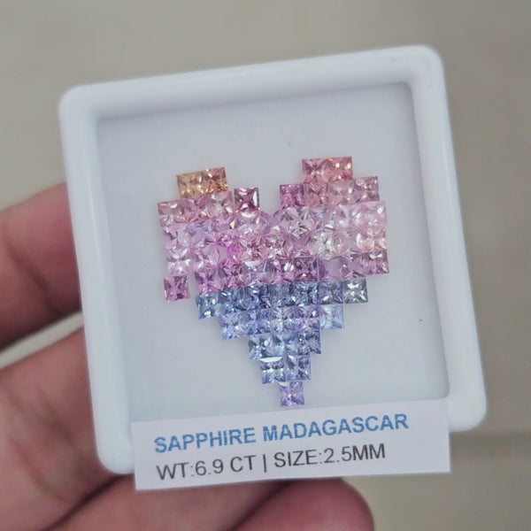 Box Of Natural Madagascar Unheated Sapphire  | 2.5mm | Square