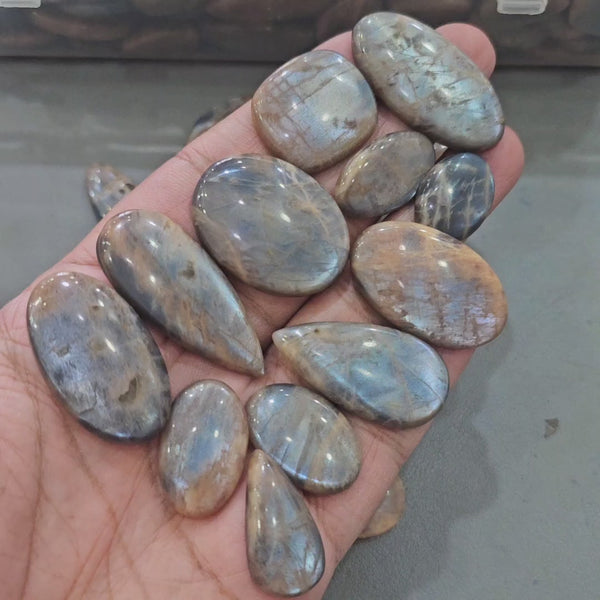 250g Natural BI-Color Moonstone Gemstones | 40–50 Pcs Approx. | 17–44mm