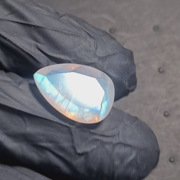 Natural Rainbow Moonstone from India Faceted | Pear| 18x13mm