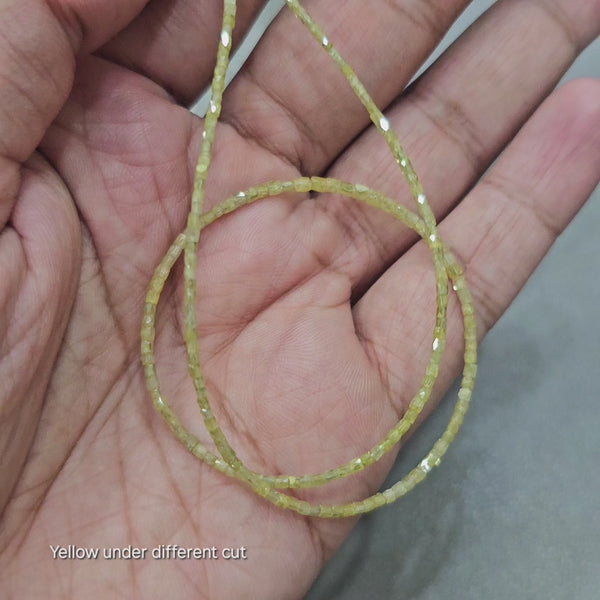 Yellow Diamond Faceted Cylinder beads - 14