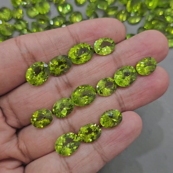 5 Pcs of Natural Peridot Faceted | 9-11mm | Mix Shape |Vivid Green with Inclusions