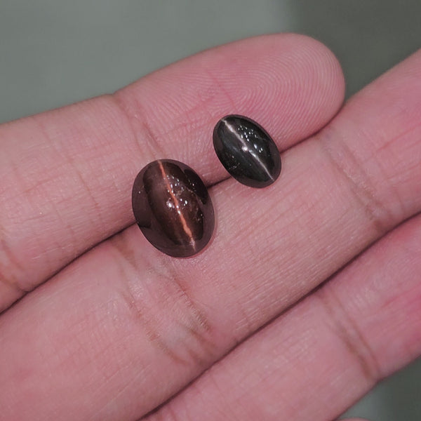 2 Pcs of Cats Eye Spectrolite Sulemani Cabochons