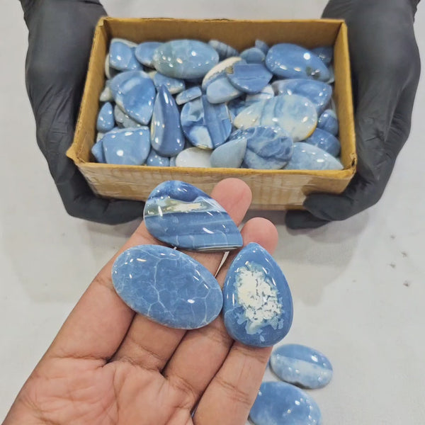 500 Grams Natural Deep Blue Opal  Gemstones | 60-70 Pcs (Approx.) | 15–45mm