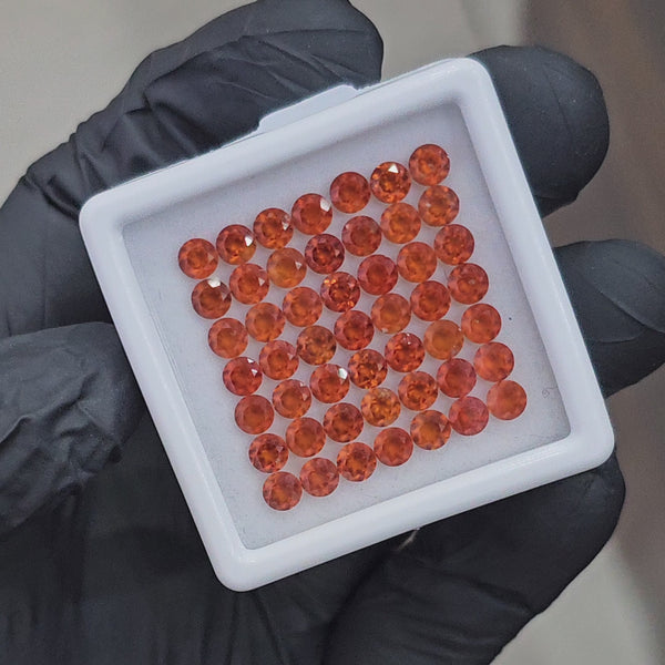 49Pcs of Natural Orange Garnet Faceted | Round | Size: 4mm