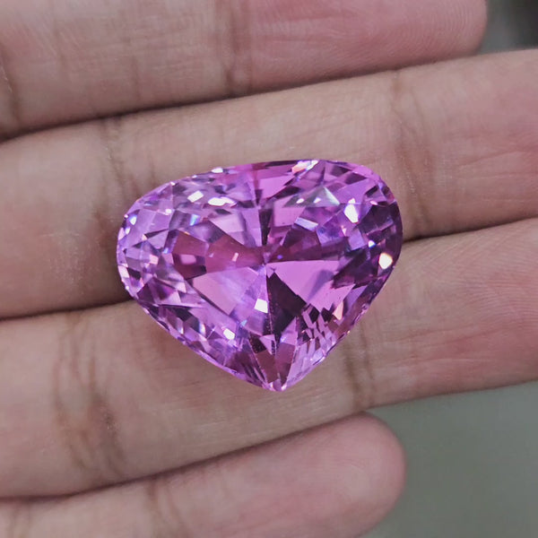 49.6Cts Natural Kunzite Faceted Clean| With Certificate| 25x20mm | Teardrop |Clean