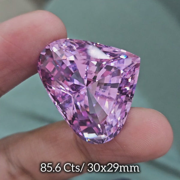 85.6 Cts Natural Kunzite Faceted Clean| With Certificate| 30x29mm | Teardrop |Clean