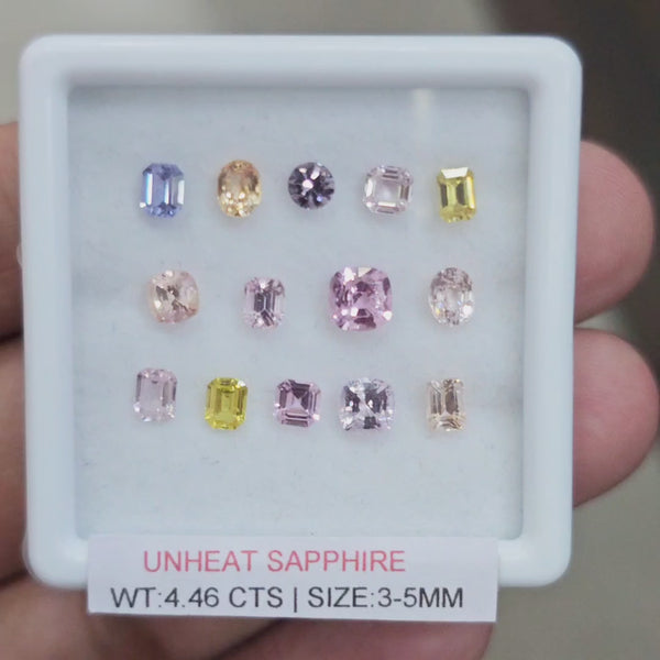Box Of Natural Sri Lanka Unheated Sapphire  | 3-5mm | Mix Shape